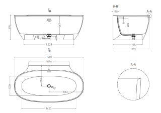 Ванна из искусственного камня Salini Alda Wall 101925MRF 170x90см RAL полностью
